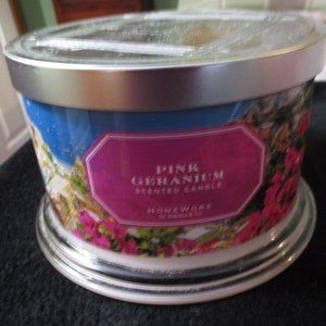 Homeworx by Slatkin & Co Pink Geranium 18 oz. 4 Wick Candle NEW
